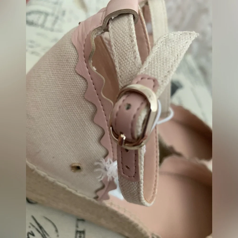 kate spade Pink and Cream Espadrille Wedge Sandals